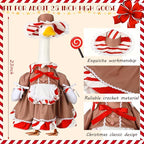Christmas Gingerbread Porch Goose Outfit 23 Inch Red White Candy Goose Clothes for Cement or Plastic Geese Costume for Yard Lawn Garden Patio Outdoor Concrete Santa Duck Statue Dresses Holiday Decor