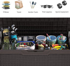 YITAHOME 80 Gallon Outdoor Storage Box, Large Water Resistant Resin Deck Box, Indoor Outdoor Lockable Rattan Storage Container for Patio, Garden, Cushions, Tools, Equipment (Dark Brown)