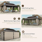 HERA'S HOUSE 12’x20’ Hardtop Gazebo Canopy, Outdoor Galvanized Steel Double Roof Gazebo, Aluminum Frame Pavilion with Netting and Curtains for Patio Lawn Backyard Deck Garden