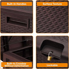 125 Gallon Resin Deck Box, Weatherproof Outdoor Storage Box for Patio, Garden, Pool, and Yard, Lockable Waterproof Bin for Tools, Cushions, and Accessories, Brown