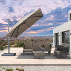 PURPLE LEAF 10 FT Cantilever Patio Umbrella Outdoor Aluminum Offset Square Umbrella with 3 Years Fade Resistance Recycled Fabric and 360-degree Rotation for Deck Pool Garden, Ash Mocha