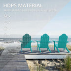 LUE BONA HDPS Adirondack Chairs Set of 6, Fire Pit Outdoor Chair Weather Resistant with Cup Holder, Modern Plastic Chair Plastic for Patio, Deck, Proch, 350LBS, Aruba Blue