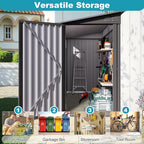 4x9 FT Outdoor Metal Storage Shed, Metal Lean to Storage Shed with Lockable Single Side Hinge Door and Ventilation Window, Garden Shed for Backyard Garden Patio Lawn, Dark Gray