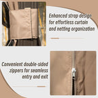 Domi 8' x 8' Hardtop Gazebo Permanent Metal Gazebo with Galvanized Steel Double Roof, Curtains and Netting for Party, Wedding, Outdoor Dining, Patio, Backyard, Brown