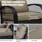 Patio Furniture Set Swivel Rocker, Outdoor Patio Chairs, 3 Piece Suit Porch Furniture Rocking Set, Backyard and Garden Rocker Rattan Chair, with Thickened Cushions and Glass Coffee Table(Brown)