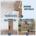 4x6FT Wooden Greenhouse with Cedar Frame, Outdoor Wood Greenhouses with Roof Vent, Wood and Polycarbonate Walk-in Greenhouse