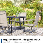 Patio Swivel Chairs Set of 8, Outdoor Swivel Chairs with Armrest, High Back Patio Chair with Metal Frame, All-Weather Outdoor Dining Chair for Deck, Porch and Lawn, Ivory Beige