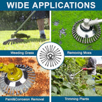 10 Inch Weed Eater Attachments, Steel Wire Weed Wacker Blade with Universal Adapter Kits, Indestructible Wire Brush Cutter Blade, Wire Wheel Trimmer Head Replacement for Moss, Weed Removal