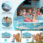 Foldable Swimming Pool for Kids 48"x18" Hard Plastic Portable Dog Pool Anti-Slip Collapsible Pets Bathtub Kiddie Pool Indoor Outdoor Backyard (Beach Party 48'')