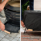 TIKI Patio Fire Pit Bundle – 25-Inch Smokeless Wood Burning Outdoor Fire Pit for Backyard, Patio, Deck & Garden with Removable Ash Pan, Stand & Weather-Resistant Cover – Modern Black Stainless Steel