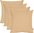 RSH DECOR: Sunbrella Square Throw Pillows Set of 4 | 20" x 20" | Water and Fade-Resistant Performance Fabric | Outdoor Pillow Covers with Down-Alternative Inserts | Made in USA (Cast Sand Tan)