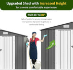 10x8 FT Outdoor Storage Shed, Metal Garden Tool Shed with Updated Frame Structure and Lockable Doors, Ideal for Backyard Garden Patio Lawn, Grey