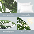 LVTXIII Set of 2 Patio Lumbar Pillows, 12”x20” Fade Resistant Outdoor Lumbar Pillow with Inners, Fluffy Decorative Garden Lumbar Cushions for Home Patio Coach Sofa Use, Palm Green