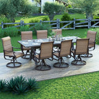 Amopatio Padded Patio Swivel Chairs Set of 8, Outdoor Dining Chairs with Ultra Soft Textilene High Back Seat & Metal Rocker Frame, for Backyard Deck Lawn Garden, Brown