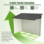 4x8 FT Lean to Metal Shed,Outdoor Storage Shed W/Floor Frame & Reversible Installation,All Weather Waterproof Garden Tool House W/Lockable Door & 2 Air Vents,for Backyard,Patio,Lawn,Black