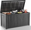 150 Gallon Deck Box,Resin Outdoor Storage Box with Lockable for Patio Furniture, Pool Accessories, Garden Tools Waterproof Outside Storage Box, Black