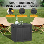 NUNU LAB 30 Gallon Waterproof Outdoor Storage Box, Lockable Resin Deck Box Bench for Patio Cushions, Garden Tools, Pool Accessories & Package Deliveries – Black