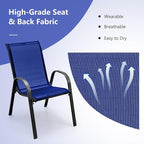Tangkula 4 Pieces Patio Dining Chairs, Outdoor Stackable All Weather Heavy Duty Dining Chairs Set with Armrests, Support 330 LBS, for Poolside, Backyard, Garden, Deck, Front Porch (Navy)