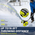 40V Brushless Cordless Snow Shovel, 13-Inch Electric Snow Blower with 2X 4.0Ah Batteries & Charger, Battery-Powered Snow Removal with 16.5FT Throw Distance for Patio, Deck, Driveway,Green