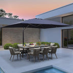 PURPLE LEAF 10' X 13' Patio Umbrella Large Rectangle Outdoor Aluminum Offset Umbrella with 360-degree Rotation Cantilever Umbrella for Garden Deck Backyard Pool Navy Blue