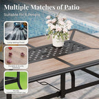 Outdoor Patio Dining Set 7 Piece Furniture Set with 6 Blue Textilene Chairs and Wood-Like Table Top Rectangular Table for Deck Garden Backyard Lawn Poolside