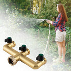 Hose Splitter, 3 Way Heavy Duty Brass Garden Hose Splitter, Outdoor Faucet Splitter, for 3/4" Hose Connector, Hose Spigot Adapter with 3 Individual ON/Off Valves
