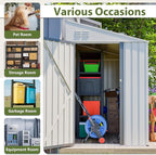 4x7 FT Metal Outdoor Storage Shed, Lean-to Garden Tool and Bike Shed with Lockable Door and Air Vents, Waterproof Sloped Roof Steel Utility Shed for Backyard, Patio, Lawn Equipment, White