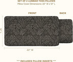 Honeycomb Outdoor Lumbar Toss Pillow Set, 22" W x 12" L, Zaire Black Lumbar Outdoor Pillows