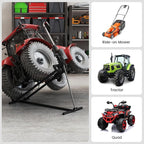 Goplus Lawn Mower Lift, 880LBS Folding Riding Mower Lift Jack with Adjustable Height, Manual Handle, Rotating Sleeve, Heavy Duty Lawn Tractor Lift, Zero Turn Mower Lift for Garden Farm, No Assembly