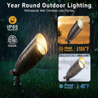 Gardenreet Die-Cast Brass Spot Light Outdoor - 12V LED Uplighting Waterproof, Low Voltage Landscape Lights Direct Wire, Bronze for Fence Fountain with Daytime White MR16 Replaceable Bulbs (12 Pack)