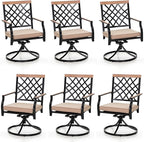 PHI VIALLA Patio Chairs Outdoor Swivel Dining Chairs Outdoor Furniture Chairs Set of 6 with Cushion Suports 300lbs for Lawn Garden Backyard Weather Resistant-Black Frame