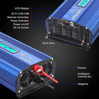 1500Watt Pure Sine Wave Inverter 12V DC to 110V 120V AC Power Inverter with Remote Control LCD Display and 2x2.4A USB Ports 3 AC Outlets Compatible with Lithium Battery for Home RV Truck by VOLTWORKS