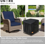 Patio Wicker Side Table Cover, Suitable for 3-Piece Outdoor Wicker Patio Bistro Set Side Table, Waterproof Square Patio Small Side Table Cover 22 W x 22 D x 18 H inches Black