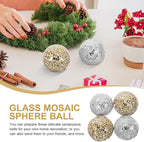 4pcs Mosaic Ball Home Sphere Ball Home Mosaic Sphere Decorative Glass Ornament Crafts Ornament Crafts Table Tabletop Decor