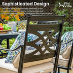 PHI VILLA Patio Dining Set for 6, 7 PCS Outdoor Dining Set-1 Rectangle 37x60in Dining Table (1.57" Umbrella Hole)&6 Patio Dining Chairs(Including 2 Swivel Chairs), for Outdoor Kitchen Lawn and Garden