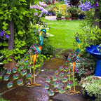 Peacock Garden Statues Metal Peacocks Sculptures for Outdoor Backyard Decor Patio Lawn Porch Yard Decoration (Pack of 2, Blue)