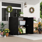 HOMSPARK Indoor/Outdoor Storage Cabinet with Doors, 34”x15”x34” HDPE Plastic Storage Box for Bedroom, Bathroom, Living Room, Balcony, Multi-Purpose for Daily Tools, Black