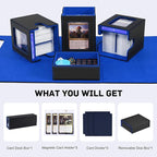 Marsguard Trading Card Deck Box with Commander Display，4 in 1 MTG Storage Holds 300+ Double-Sleeved Cards，3 Deck Boxes & Dice Tray Included，Fits MTG, TCG, PTCG & Sports Cards