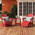 SERWALL Folding Adirondack Footrest, All Weather Adirondack Ottoman Without Assembly, Red