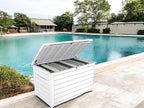 Stylish Indoor/Outdoor Storage Deck Box,Resin,Large Capacity, Weather-Resistant, Lockable lid and Side handles. (White, 230 Gallon)