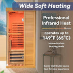 Woodbridge Infrared Home Sauna Room 1 Person Hemlock Wooden Indoor Sauna,7 Carbon 1560W/120V Heaters,with Led Color Therapy Light,Bluetooth Speaker,Tempered Glass,Touch-Tone Keypad and A Top Vent