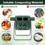 Goplus Compost Bin, Outdoor 42-Gal Dual Chamber Composting Tumbler w/2 Sliding Doors, Heavy-Duty Metal Frame, 360° Rotatable Tumbling Composter, BPA-Free Compost Tumbler for Kitchen Garden Yard Waste