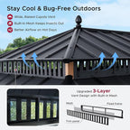 SUNJOY Kingston 20' x 12' Hardtop Gazebo with Galvanized Steel Double Roof, Curtain and Netting, Woodgrain Finish Aluminum Posts Permanent Pavilion Gazebo for Garden, Patio, Deck, Lawn