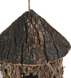 Twig-Covered Cylinder Birdhouse, 2.4" Entry for Medium Birds, Natural Branch Exterior & Waterproof Interior, Woodland Garden Backyard Decor