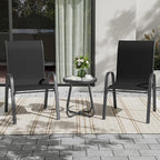 UDPATIO Patio Chairs Set of 2, Stackable Outdoor Dining Chairs with High Back, Breathable Textilene Outdoor Chair All Weather, 350LBS Capacity for Garden, Backyard (Black)