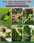 Cordless Hedge Trimmer，2-in-1 Hedge Trimmer，Cordless Grass Shear & Shrubbery Trimmer with Dual-Action Blade Cutting Capacity,Hedge Shear with 2 PCS Rechargeable Battery and Charger for Garden,Lawn