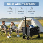 DUMOS Collapsible Wagon with Wheels, 176 lbs Wagons Carts Foldable Wagon Cart with Flexible Handle, Lightweight Portable Folding Utility Grocery Shopping Cart for Grocery Sports Garden Camping