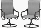 PHI VILLA Patio Swivel Dining Chairs Set of 2, Outdoor Chair with Textilene Mesh Fabric & Black Metal Frame for All Weather Outdoor Lawn Garden Poolside (Gray)