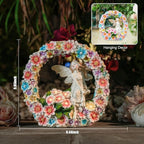 Garden Whimsical Gnome and Bulldog Statue Delightful Garden Decoration with Solar Light Gifts for Yard, Patio Decor (Flower Angel)