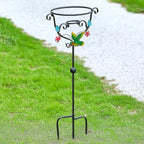 Hummingbird Gazing Globe Stand - 31.1" Metal Display with 3 Prongs Base for 10" Black Glass Balls - Outdoor Garden Yard Courtyard Lawn